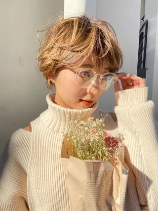 ショート カラー パーマ ヘアアレンジ メンズ キッズ ネイル マツエク・マツパ ショート/ボブ/ パーマ/柏原良亮のヘアスタイル