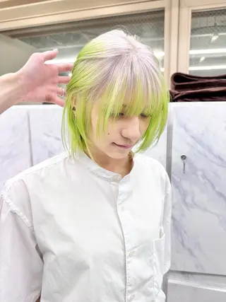 セミロング カラー ❄️💛エクステ ブリーチ❄️yukiのヘアスタイル