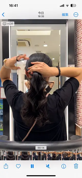 セミロング パーマ 垢抜けヘア 韓国ヘア銀座近下菜央のヘアスタイル