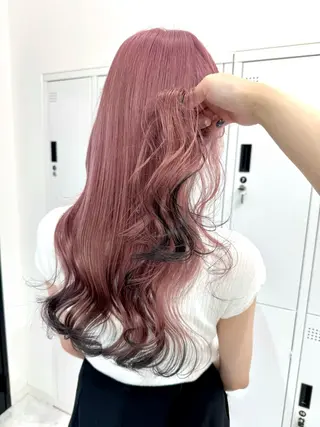ミディアム カラー パーマ ヘアアレンジ メンズ キッズ ハイトーン/ピンク 💗モモ໒꒱のヘアスタイル
