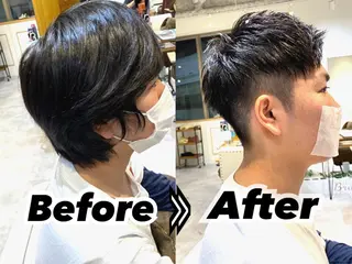 ショート メンズ 大阪ウルフカット ハッシュカットのヘアスタイル