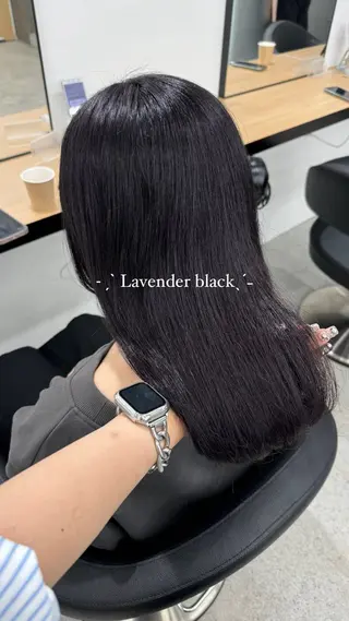 ロング カラー 暗髪🩶ラベンダー/ ブルー/ユウナ🤍のヘアスタイル