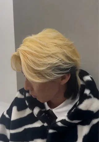 ミディアム カラー メンズ ニュアンス/フェザー /ウルフ/伶馬のヘアスタイル