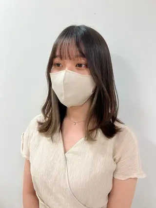 セミロング カラー ハイトーン/ウルフ /レイヤー/坂野幸伸のヘアスタイル