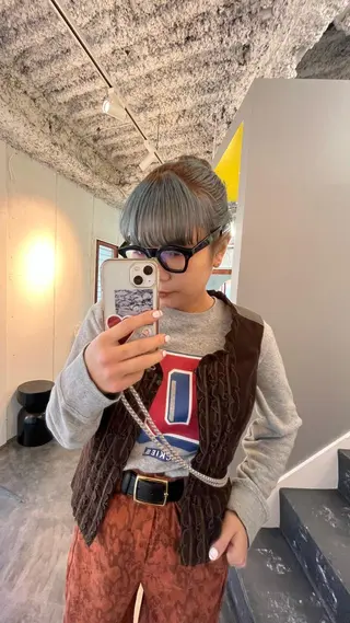 セミロング カラー デザインカラー 原宿/キシタのヘアスタイル