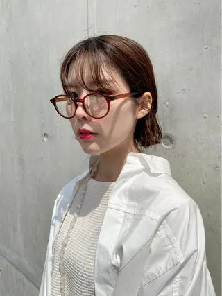 ミディアム カラー 似合わせカット レイヤーボブウルフのヘアスタイル