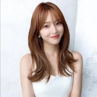 セミロング カラー 顔周り/くびれヘア 韓国ヘア💕風間るなのヘアスタイル