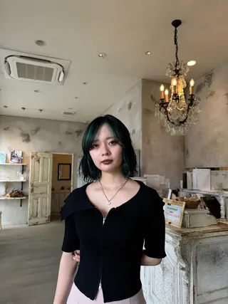 ミディアム カラー パーマ なかやま れいかのヘアスタイル