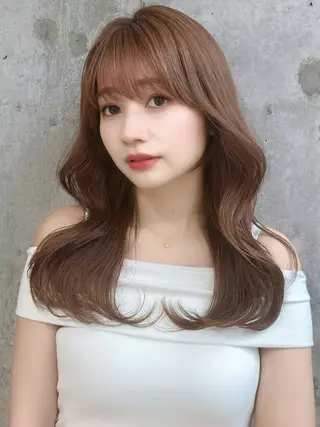 セミロング カラー 新宿/韓国風レイヤー 髪質改善/渋谷直樹のヘアスタイル