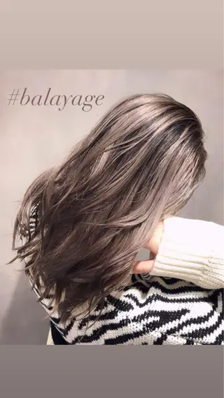 ロング カラー ハイダメージ毛 縮毛矯正のヘアスタイル