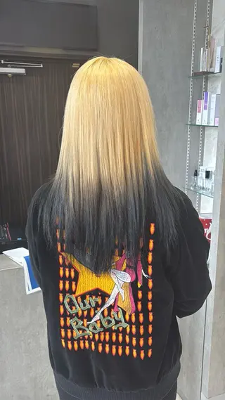 ロング 韓国ヘア/ブリーチ無 しWカラー/オリーブのヘアスタイル