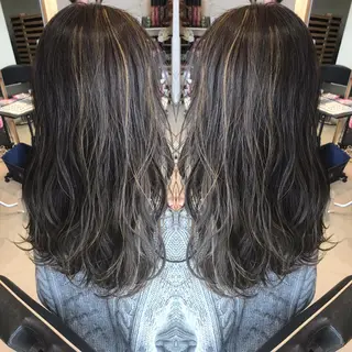 セミロング カラー 大久保 隆蔵のヘアスタイル