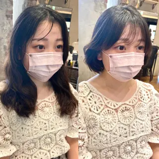 ミディアム カラー パーマ ヘアアレンジ Surpass所属・🌈小顔似合わせ SHIHO🌈のヘアスタイル