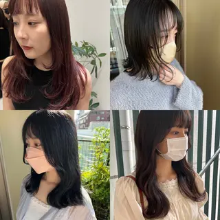 ミディアム カラー 韓国🇰🇷レイヤー 映える顔周り🩷のヘアスタイル