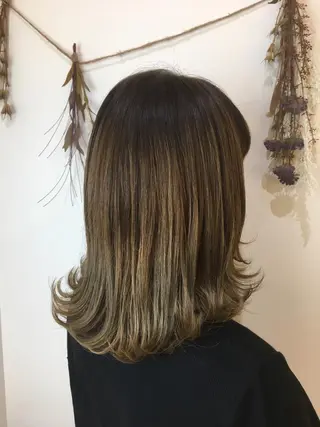 セミロング カラー 髪質改善 頭身浴/ 中田のヘアスタイル
