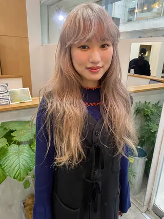 ロング カラー 森貴裕/ベージュ/ パーマ/オリーブのヘアスタイル