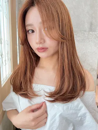 セミロング カラー パーマ レイヤーカット/ 顔周り 五島巨幹のヘアスタイル