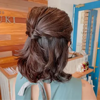 ミディアム カラー ヘアアレンジ なつき/艶ピンク/ girly hairのヘアスタイル