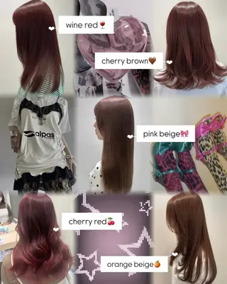 ロング カラー レイヤー/小顔ヘア/ くすみベージュ/モモのヘアスタイル