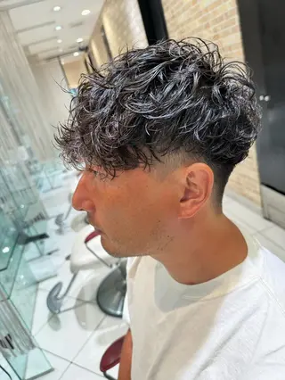 ショート パーマ ヘアアレンジ メンズ 💈メンズ特化 美容師サキ💈のヘアスタイル