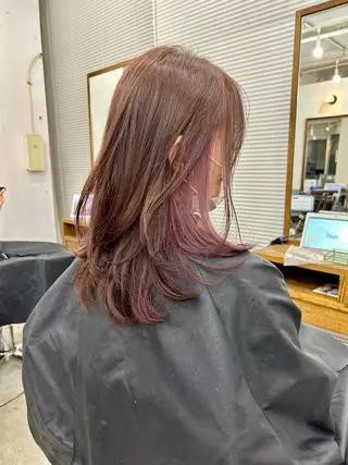 ミディアム カラー オリーブ/アッシュ やわらか透明感カラーのヘアスタイル