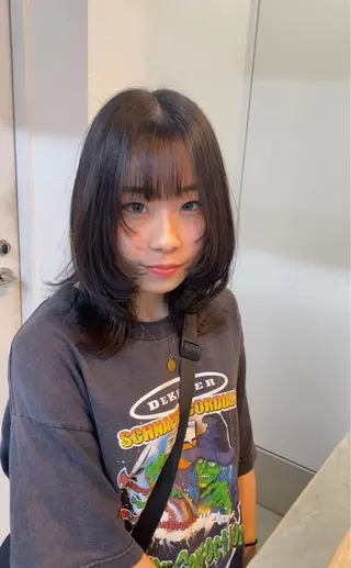 ミディアム sunc所属・レイヤーカット ワンホンヘアそうたのヘアスタイル