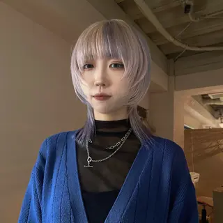 ミディアム カラー hair salon 束sok所属・ナホ/ハイトーン/ レイヤーカットモデルのヘアスタイル