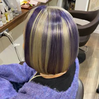 ミディアム 🎀ハイトーン/ 艶カラー/夕月🎀のヘアスタイル