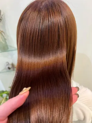 ミディアム カラー ブリーチしない暖色 カラー🥀杉 優菜のヘアスタイル