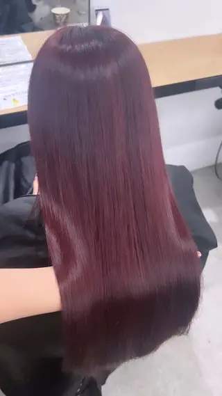 ロング カラー 💗愛され暖色💗 ピンク/レッド💗のヘアスタイル