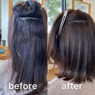 ミディアム カラー パーマ KIZU 髪質改善 オカルト怪談のヘアスタイル