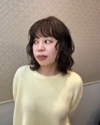 ミディアム パーマ OLSEN D.B.A BALLOON HAIR所属・さとう あやかのヘアスタイル