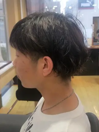 ミディアム パーマ メンズ パピヨンロゼ カラー特化/ブリーチのヘアスタイル