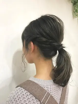 ミディアム ヘアアレンジ いけだ ひかり ハイライトくびれヘアのヘアスタイル