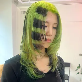 ミディアム カラー パーマ ヘアアレンジ 🧨ブリーチー×ボブ レイヤー💎じゅえるのヘアスタイル