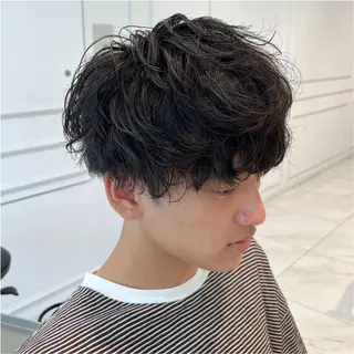 ショート パーマ メンズ 若白髪ボカシ/パーマ 藤川時也のヘアスタイル