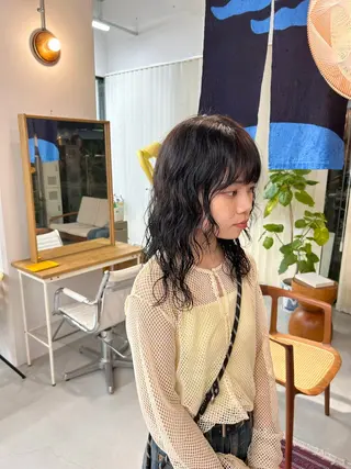 ミディアム カラー パーマ 藤原 あかりのヘアスタイル