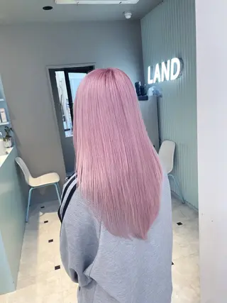 セミロング ブリーチ✖️ 縮毛LANDのヘアスタイル