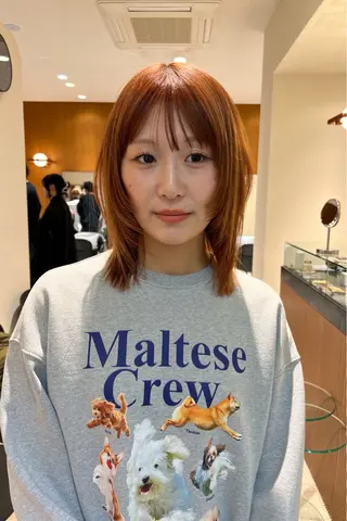 ミディアム カラー yiye   神宮前所属・manami /暖色 /カットモデル募集のヘアスタイル