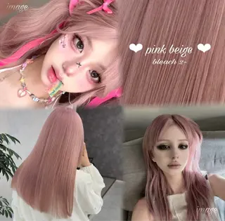 ロング カラー ヘアアレンジ メンズウルフ🐺♡ ブリーチ♡ヘアメ🎀のヘアスタイル