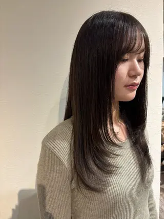ロング SOL by diar 湘南台【ソル】ヘッドスパ/頭浸浴/ハイライト所属・ふじたしの/湘南台/ 切りっぱなしボブのヘアスタイル