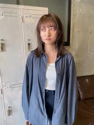 ミディアム カラー パーマ/レイヤー 岩山丈一郎のヘアスタイル