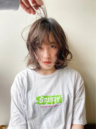 ミディアム カラー パーマ スパイキーショート/ メンズヘア/hugeのヘアスタイル