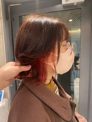 ミディアム カラー ブリーチなしカラー RURI🩵のヘアスタイル