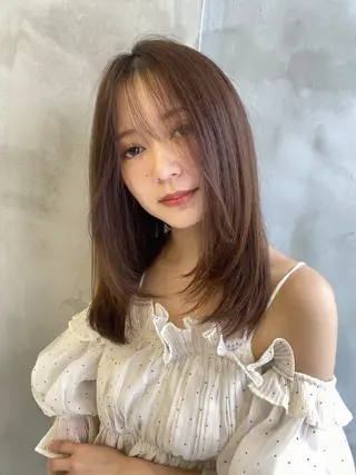 セミロング 郁弥モテショート💕 韓国レイヤー🇰🇷のヘアスタイル