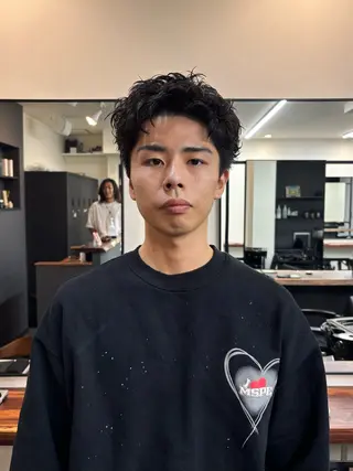 パーマ メンズ スパイキーパーマ 柏NO1 藤本葉のヘアスタイル