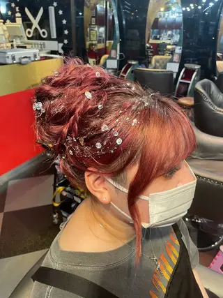 セミロング ヘアアレンジ 👑派手髪/カット 👑ANRYのヘアスタイル