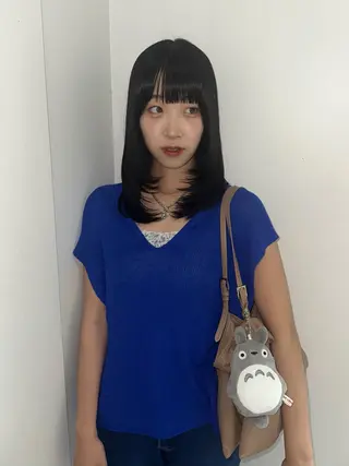 ミディアム カラー 松本 雪愛のヘアスタイル