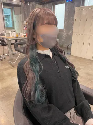 ロング カラー パーマ ヘアアレンジ メンズ キッズ ネイル マツエク・マツパ アイブロウ 透明感カラー・レイヤ ー🎀amika🎀のヘアスタイル