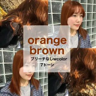 セミロング カラー 愛結 暖色カラー🎀🩰のヘアスタイル